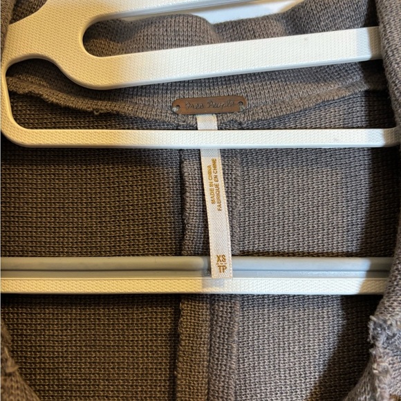 Free People Tan-ish/Gray and White Striped Fabric Double Breasted Sweater S XS - Picture 7 of 7